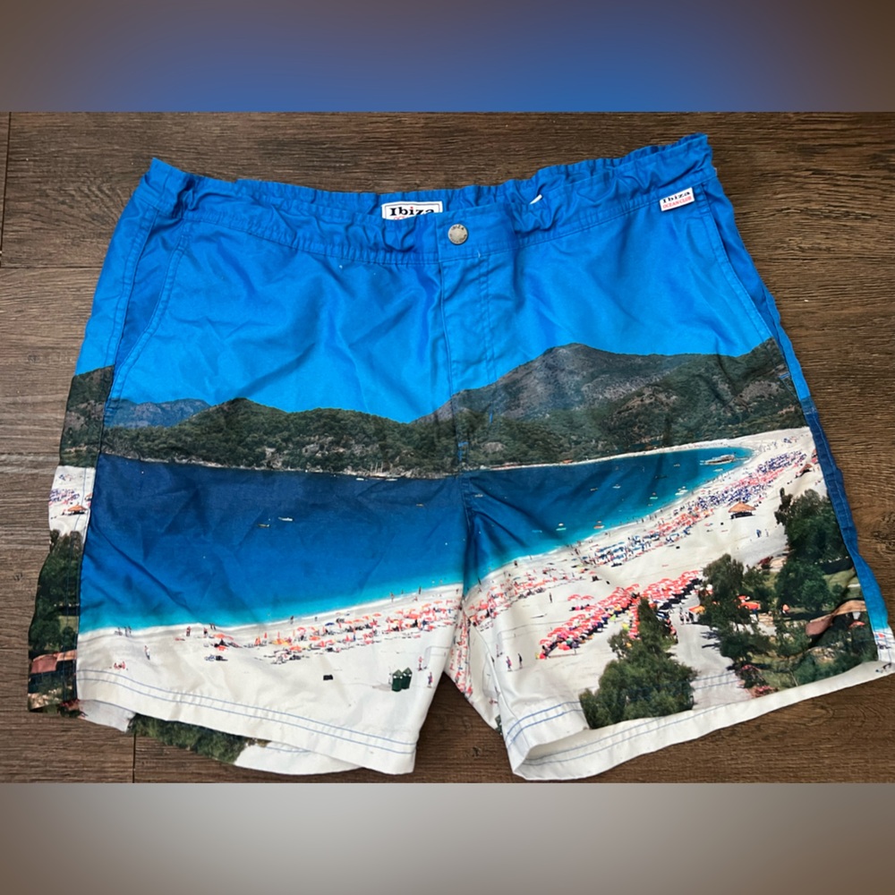 IBIZA OCEAN CLUB New Beach Print swim trunks 38-very gently used.  No lining